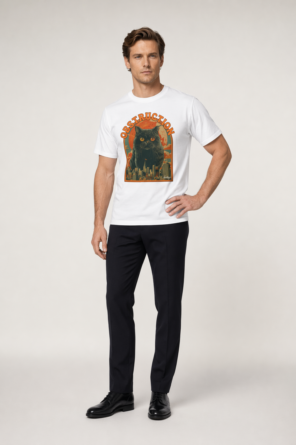 Obstructive Feline Vintage Tee White