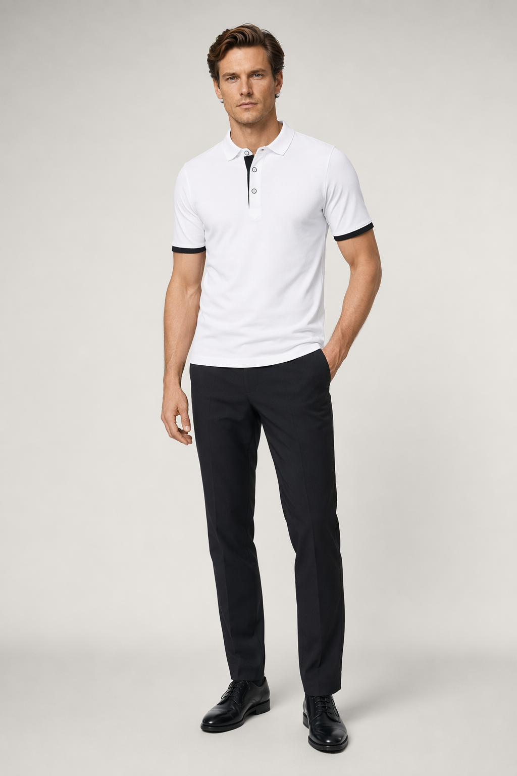 Slim-Fit Short-Sleeve Polo Shirt for Men White