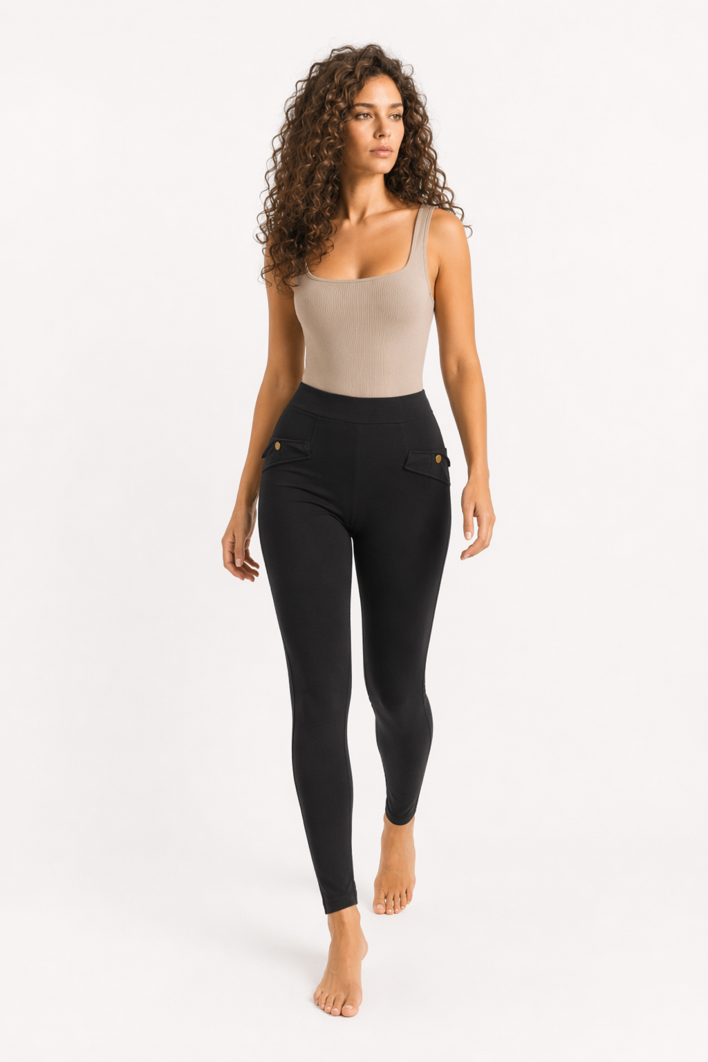 High-Waisted Yoga Leggings for Women featuring Convenient Pockets Black