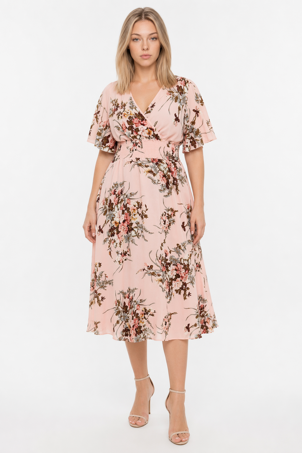 Floral Plus Size Women's Dress Pink