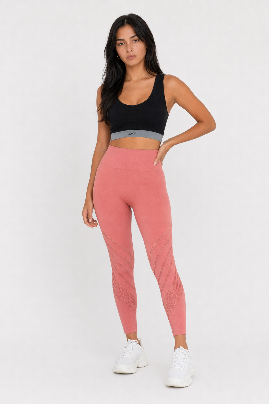 Stretchy Stripes High Waist Yoga Leggings Pink