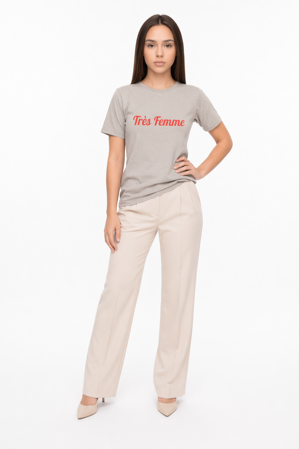 Logo Tee for Women: Tre Femme Edition Heather Stone