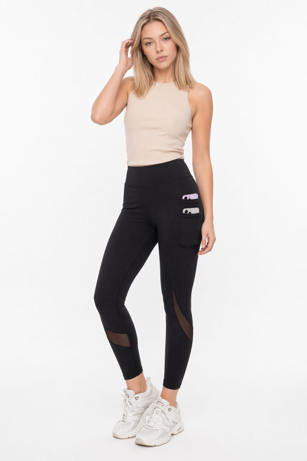 Yoga Leggings with Side Pockets on Both Sides Black