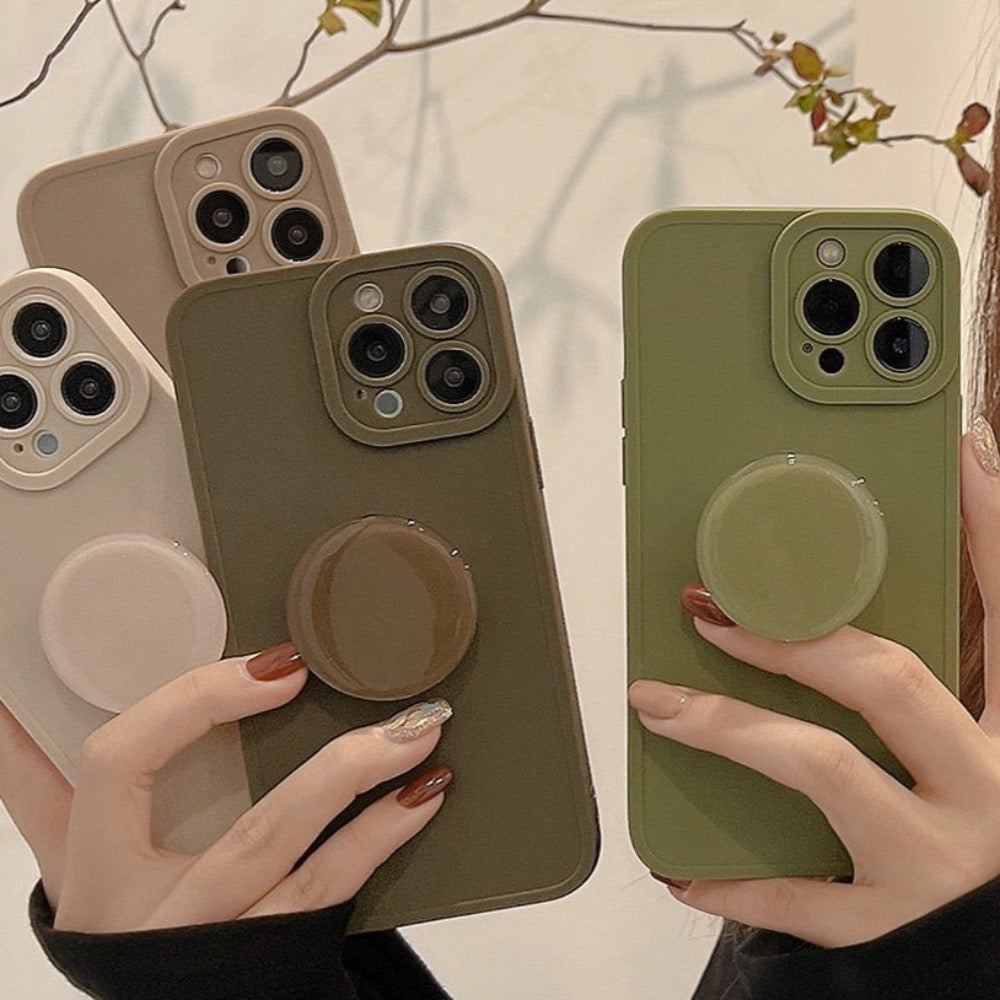 Adjustable Back Holder Earth Tone Mobile Case: olive green, beige smartphone cases, minimal style