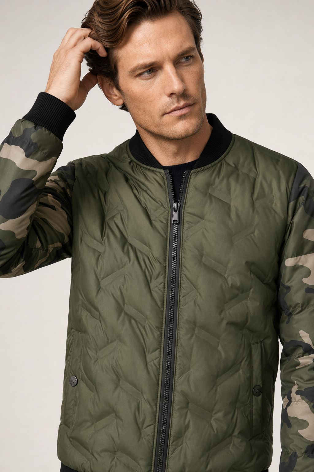 Camouflage Bomber Jacket for Men Green