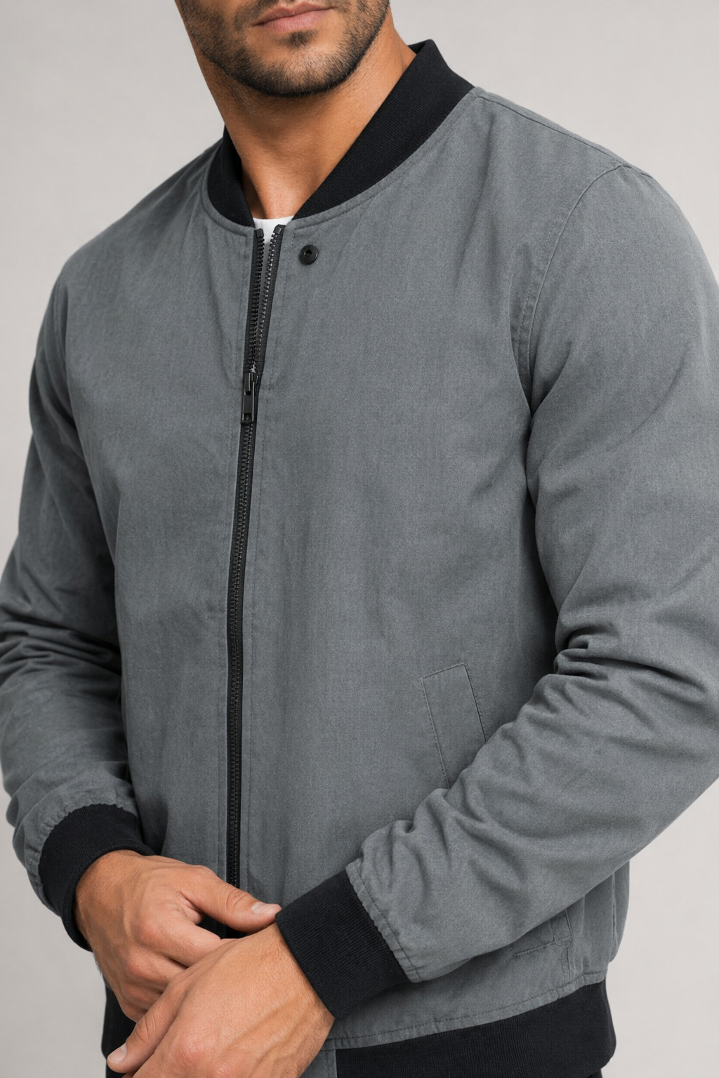 Core Meaning Clear: Men's Windproof Bomber Coat Gray