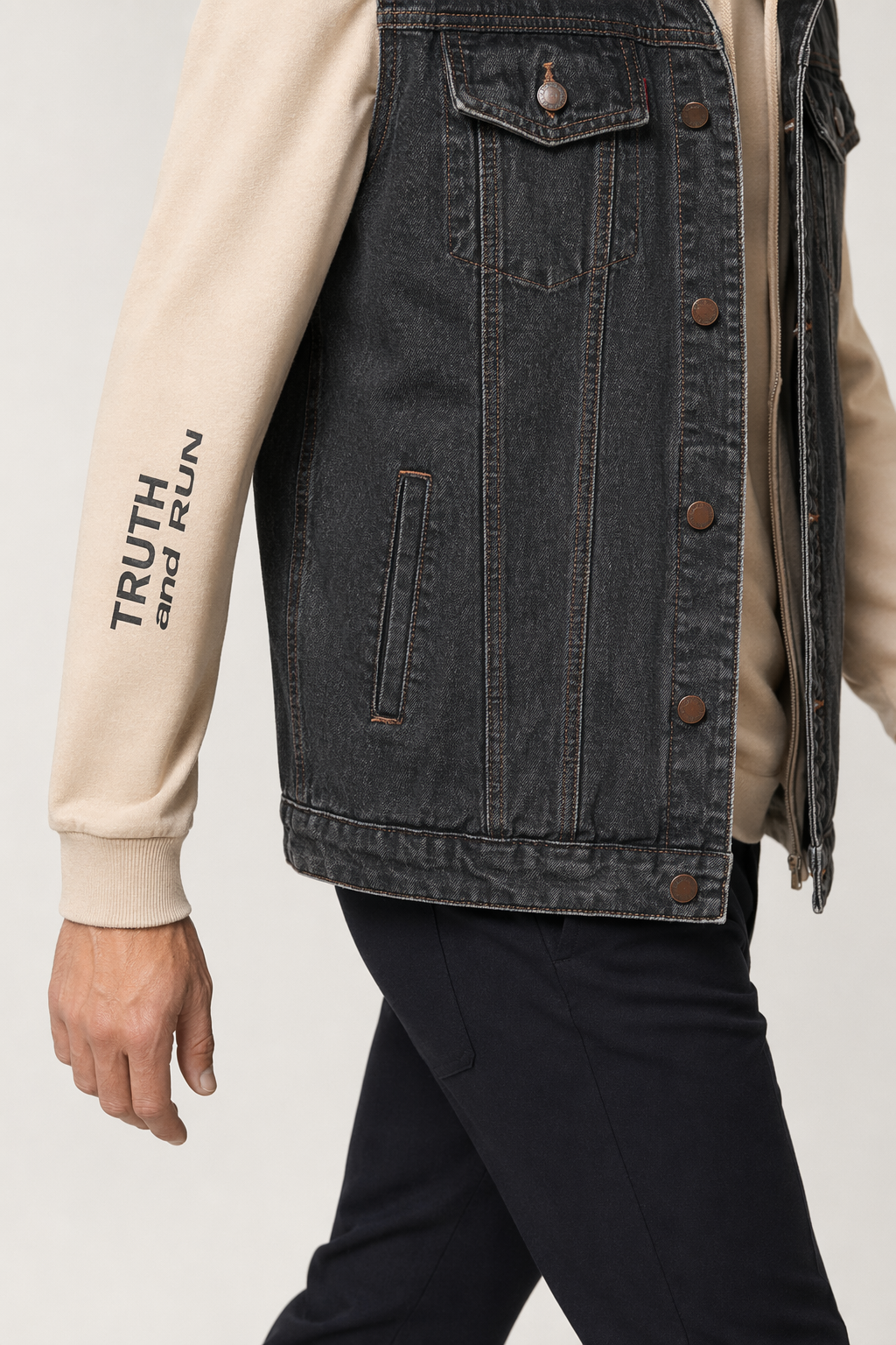 Denim Vest for Casual Men's Wear BLACK