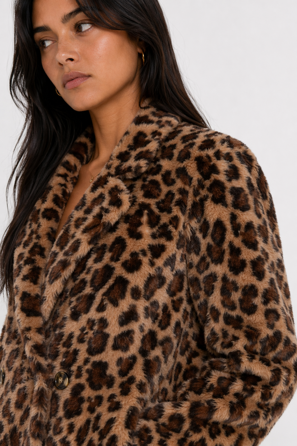 Animal Print Midi Women's Coat: Embrace the Wild Side in Style! Default