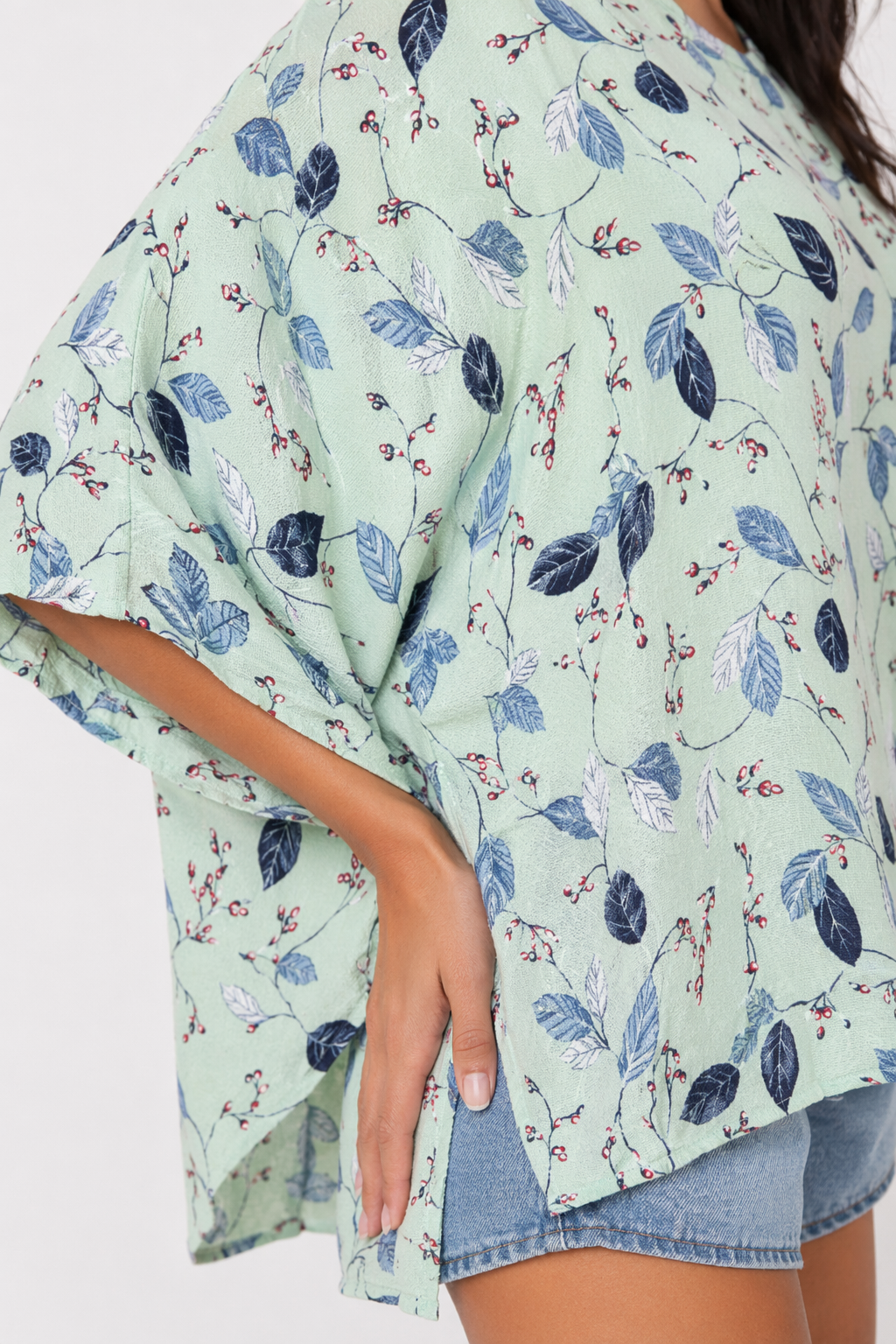 Patterned Loose-Fitting Top for Women Green