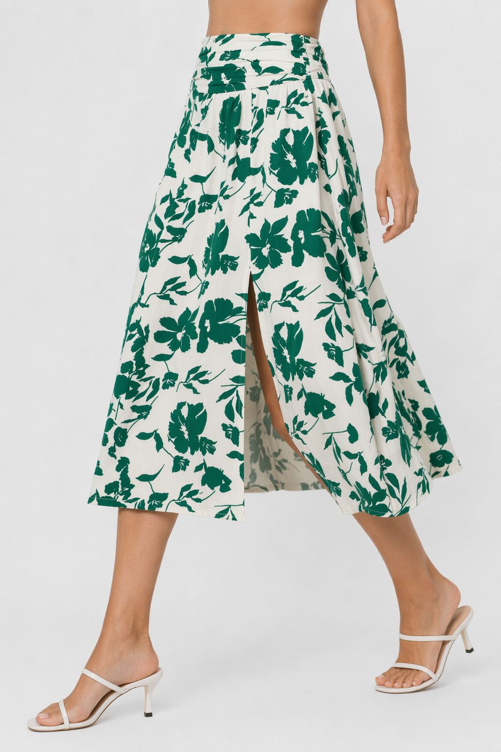 Casual Summer Floral Skirt for Women - Flowy and Distinct Green
