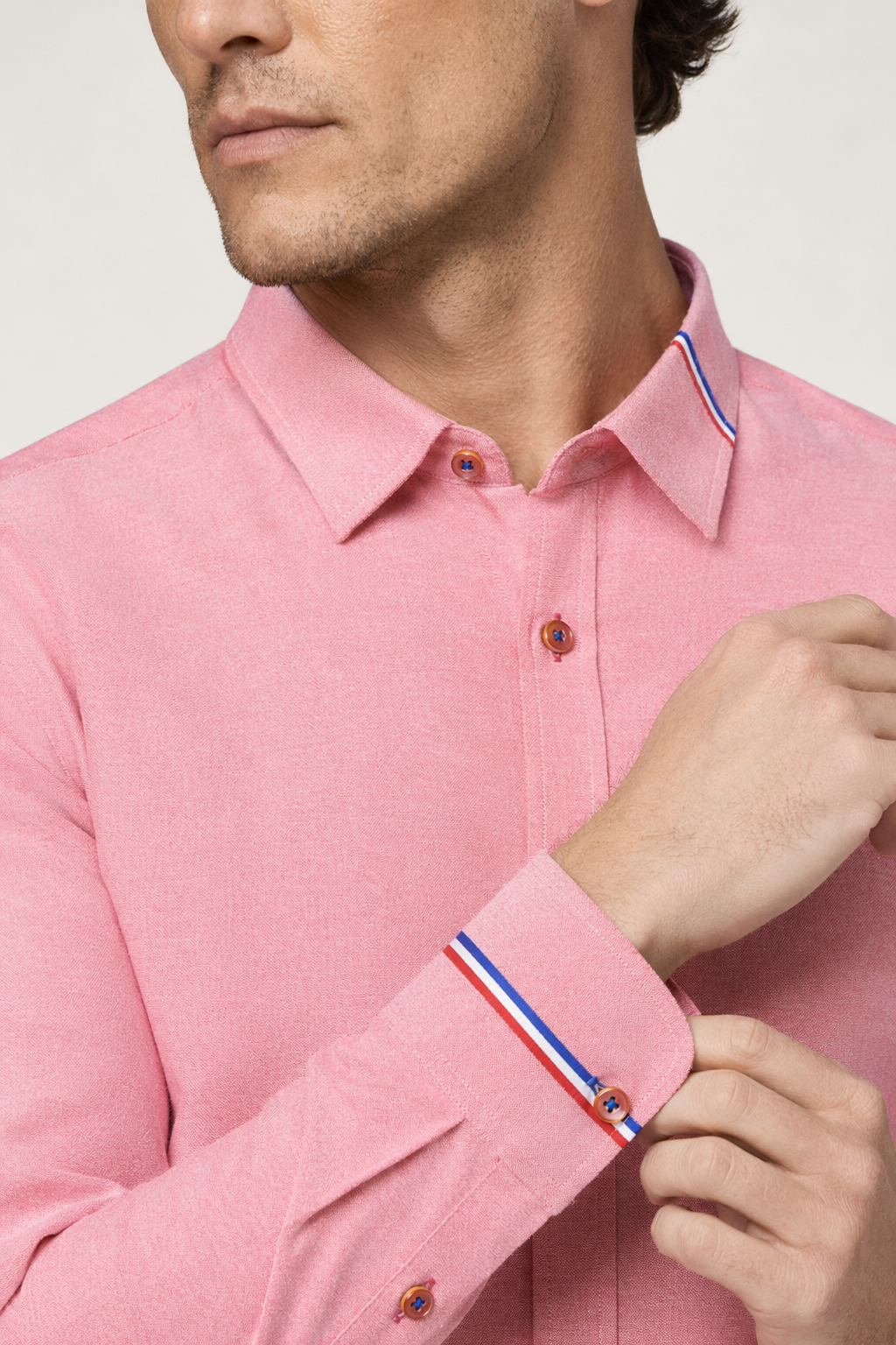 Ribbon Detailed Men's Button-Up Shirt Red