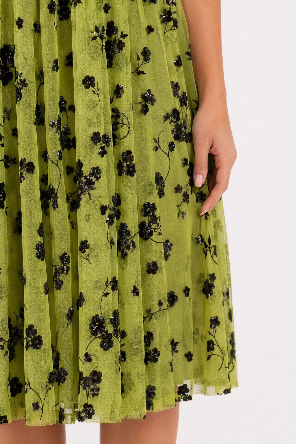 High Waisted Elastic Women's A-Line Skirt Light Green