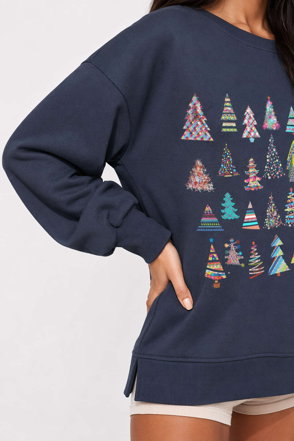 Women's Festive Tree Sweater Navy