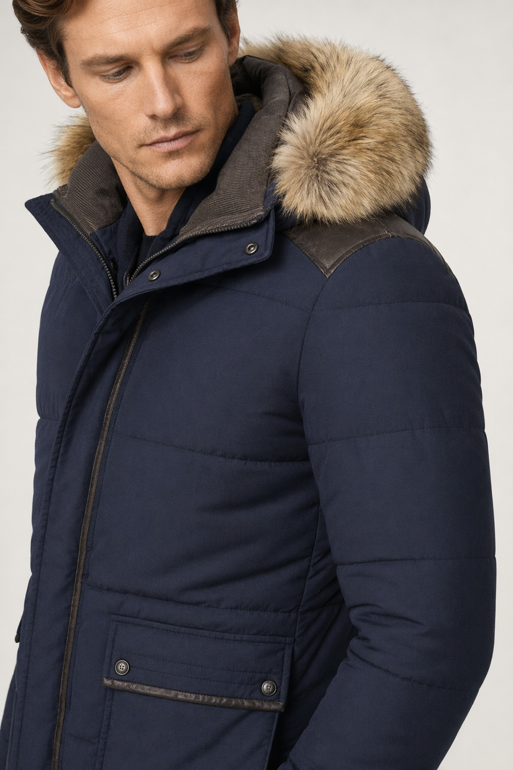 Winter Hooded Men's Jacket Navy