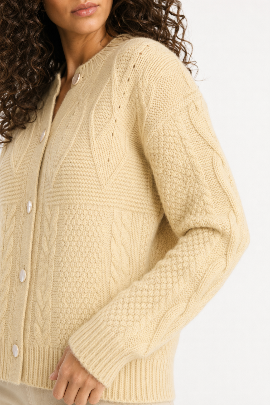 Patterned Women's Batwing Knit Cardigan Yellow
