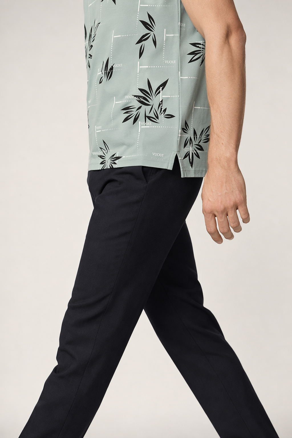 Polo Shirt for Men with Floral Patterns Green