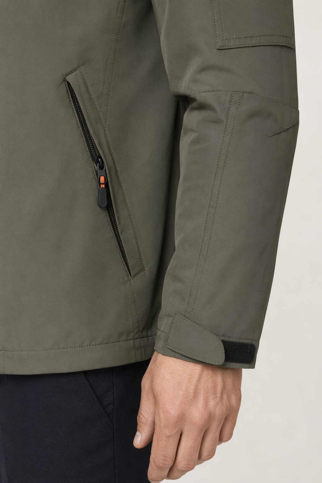 Men's Hooded Zipper Jacket with Detachable Hood Army Green