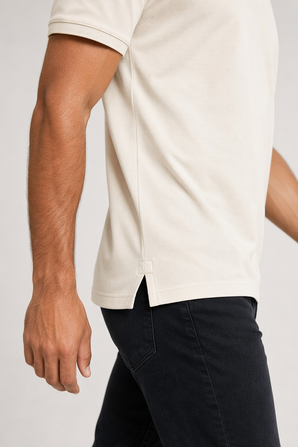 Arrow Pattern Men's Polo Shirt Off White
