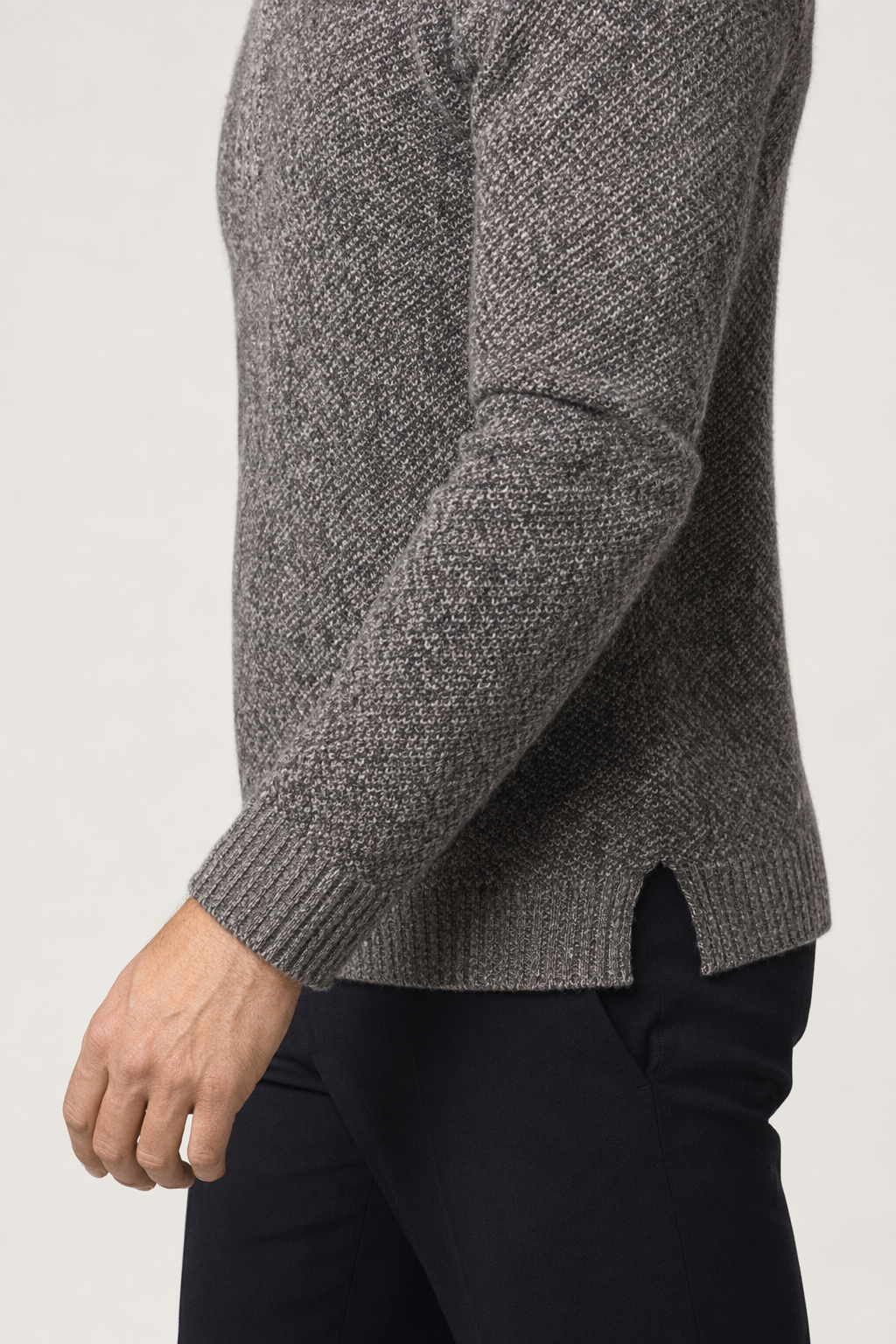 Zippered High Collar Men's Sweater Khaki