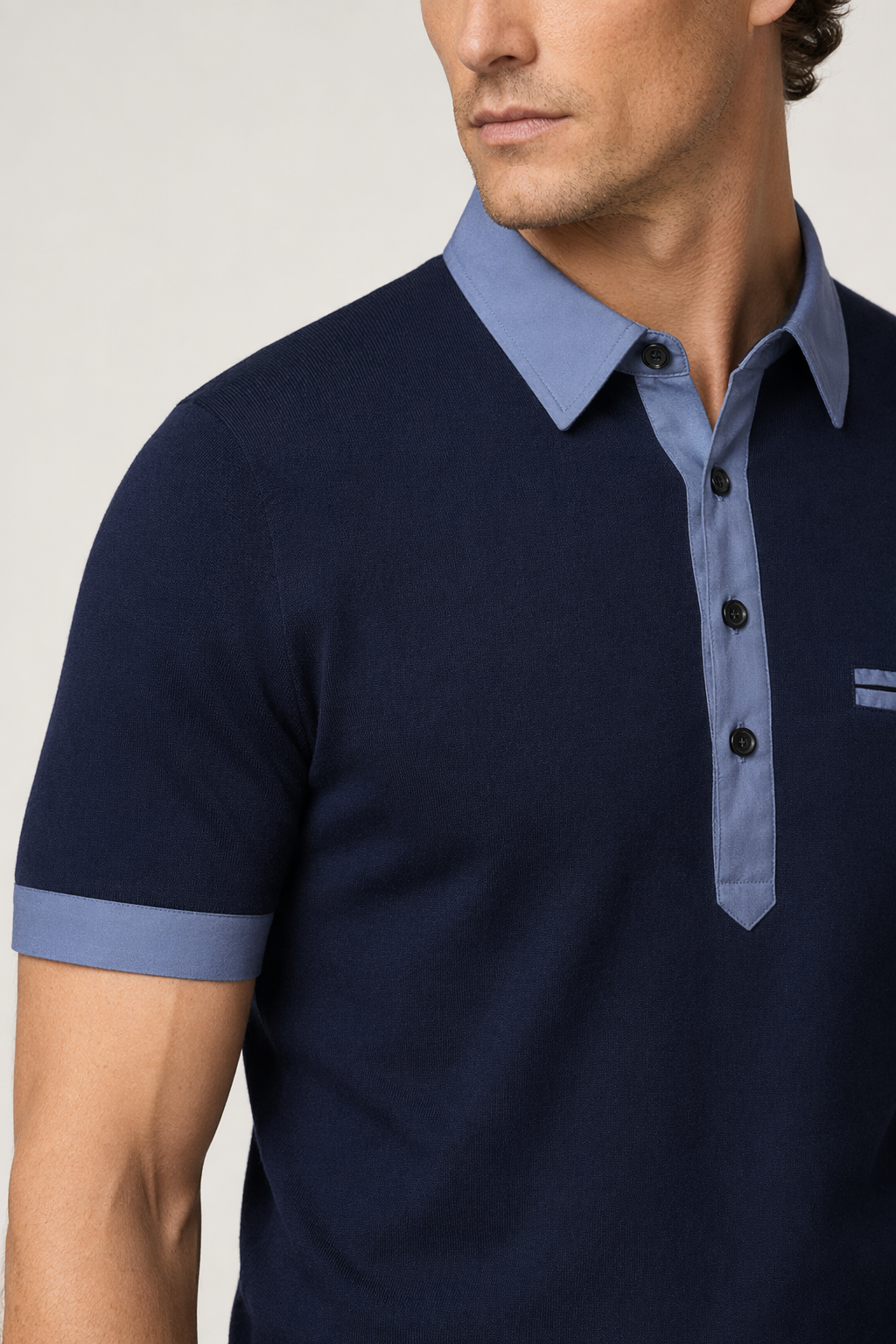 2-colored Dress Polo Shirt Navy