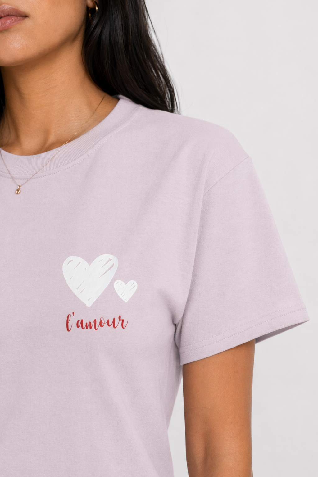 Double Hearts Women's L'amour Ultra Cotton Tee Light Pink