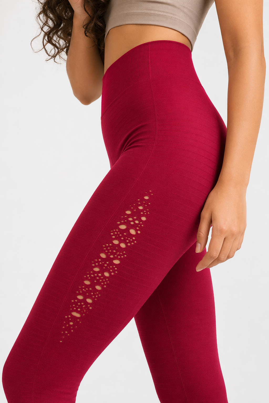 Slim Fit Yoga Leggings for Women with High Elastic Waist and Breathable Fabric Red