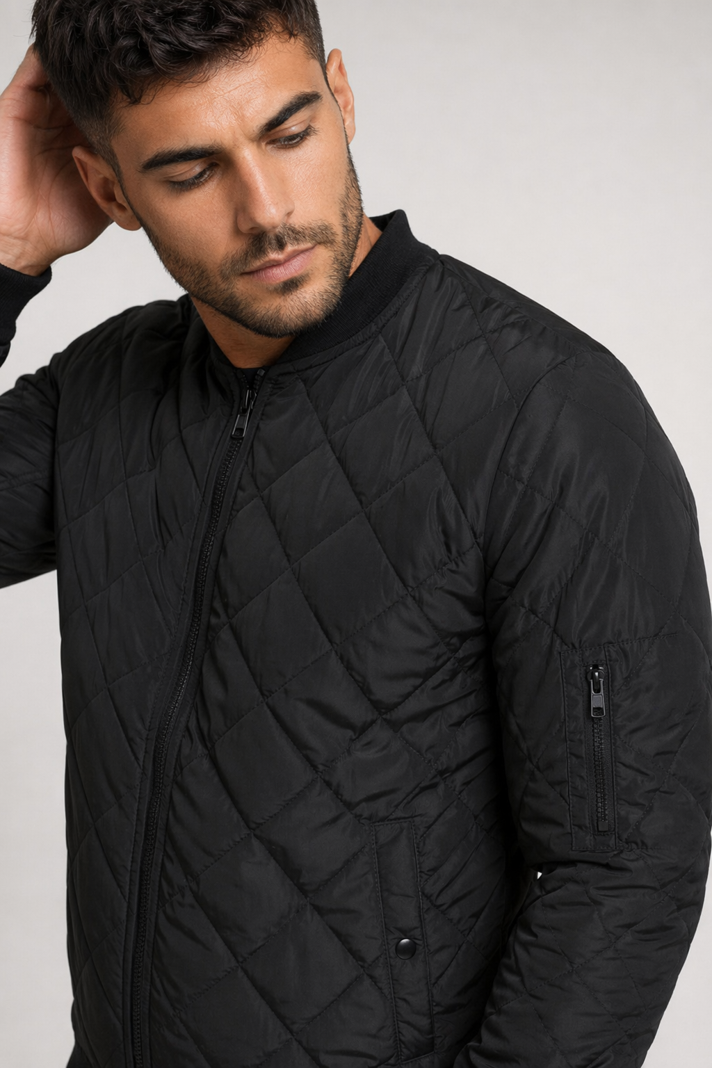 Quilted Jacket for Men Black