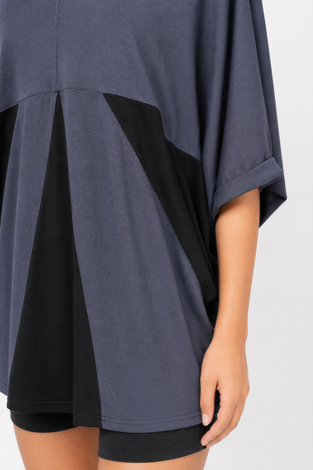 Wide Neck Batwing Top for Women Blue