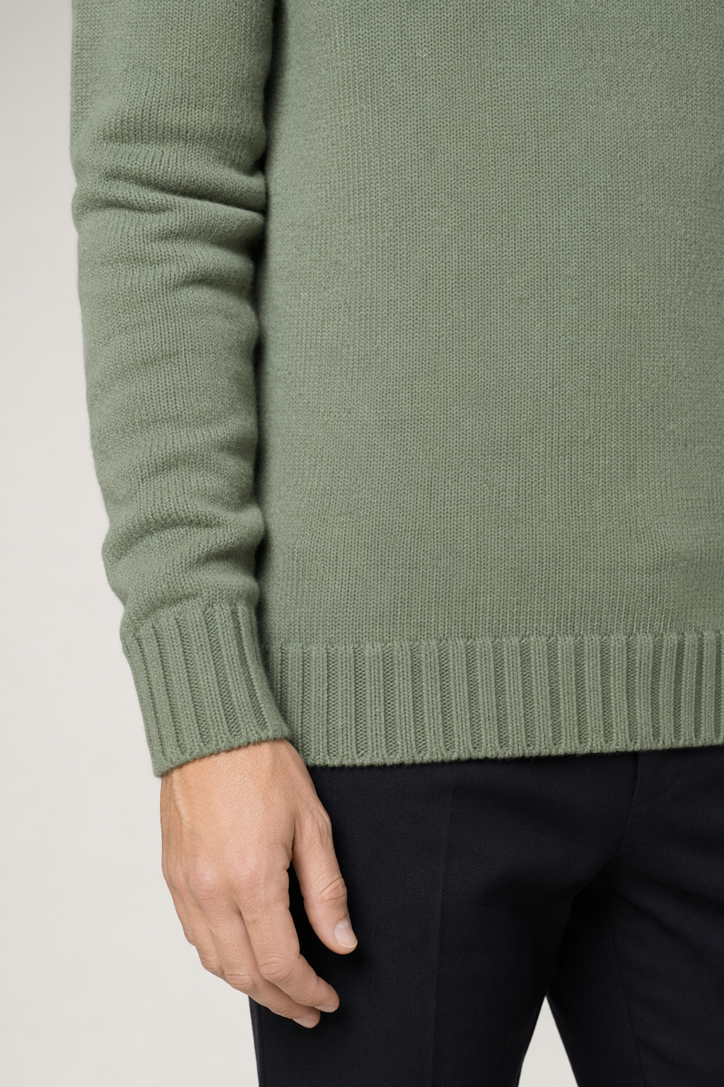 Ribbed Turtleneck Sweater for Men Green