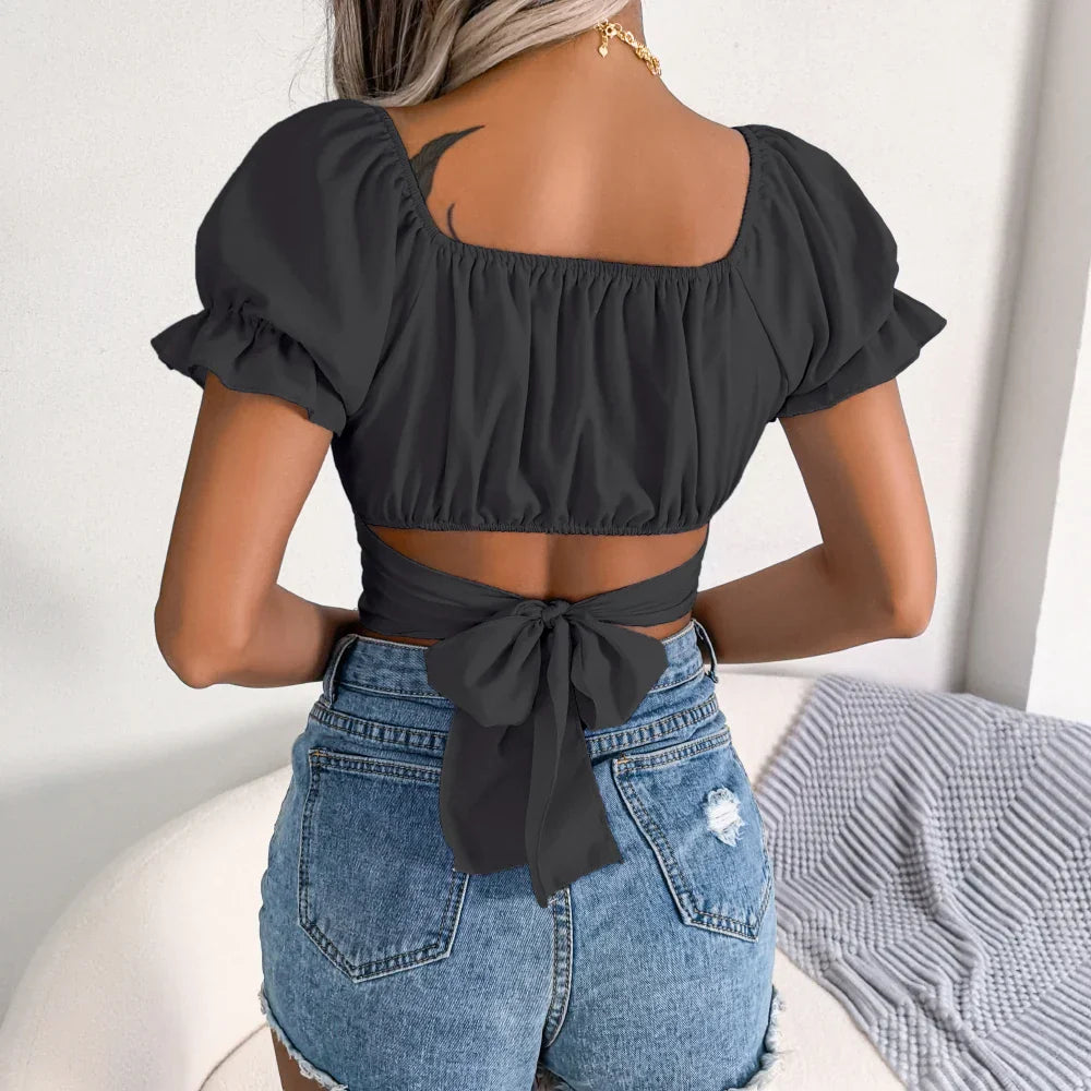 Short-Sleeved Chiffon Top for Women's Summer Wear