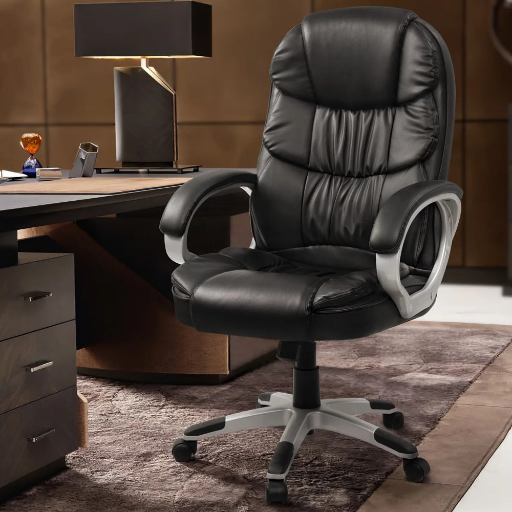 High Back Faux Leather Executive Office Chair in Black