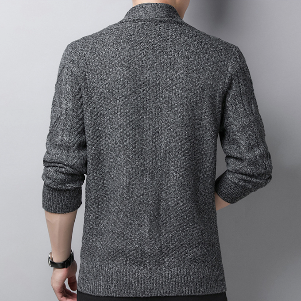 Shawl Collar Men's Cable Knit Cardigan