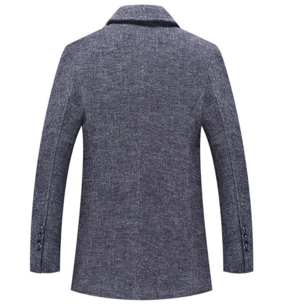 Layered Look Military Coat for Men with Classic Button Front