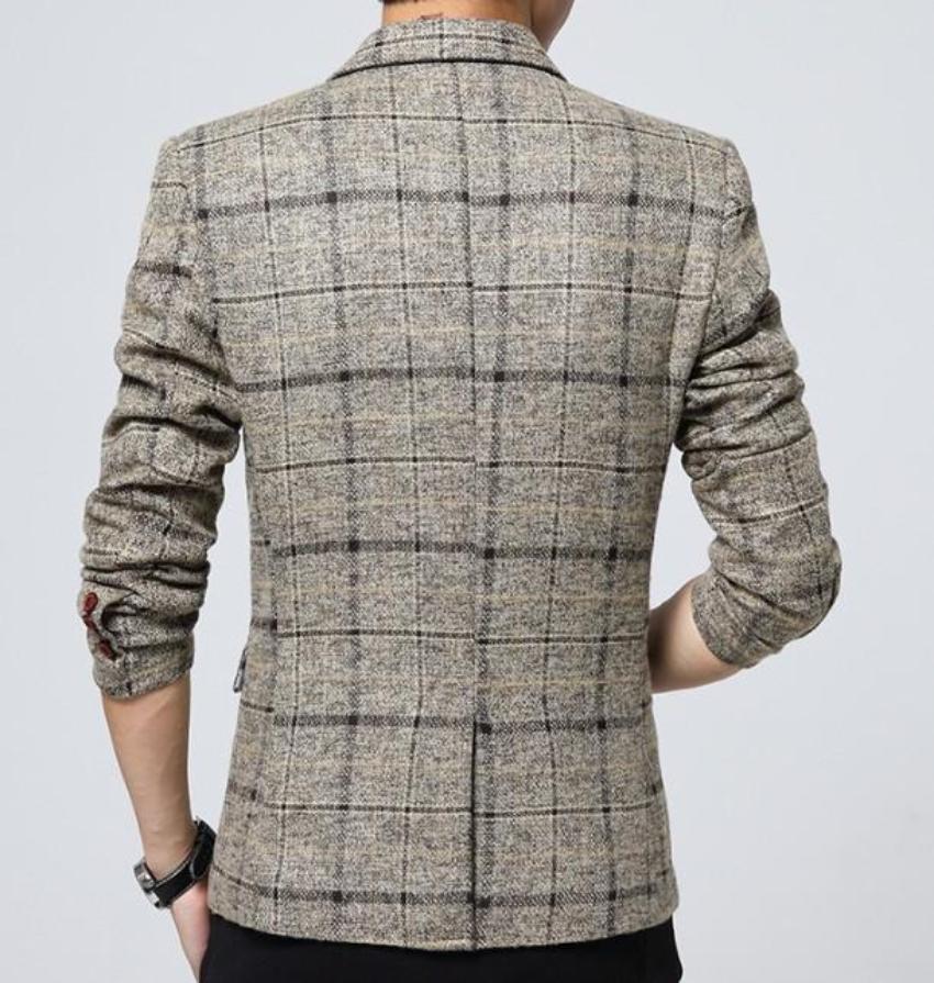 Navy Checkered Men's Sports Coat