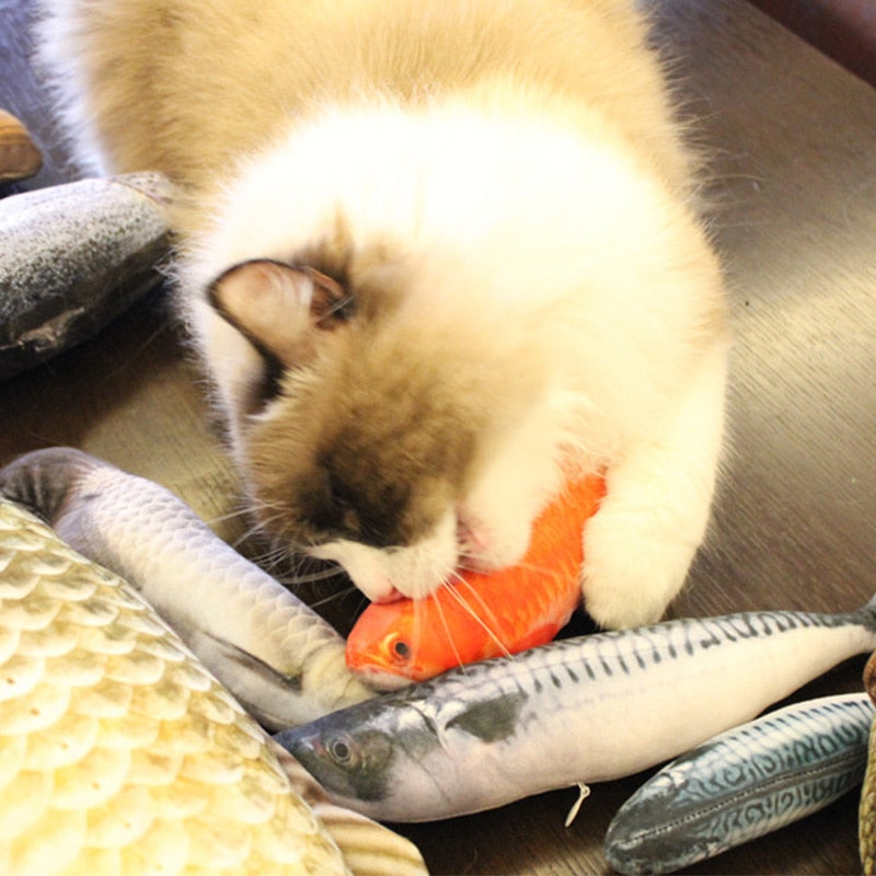 Soft Plush 3D Cat Fish-Shaped Pillow Set - 5 Pieces