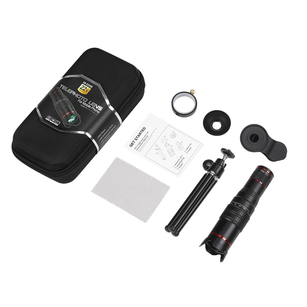 Crystal Clear 22x Zoom Lens Set for Mobile Phone Cameras