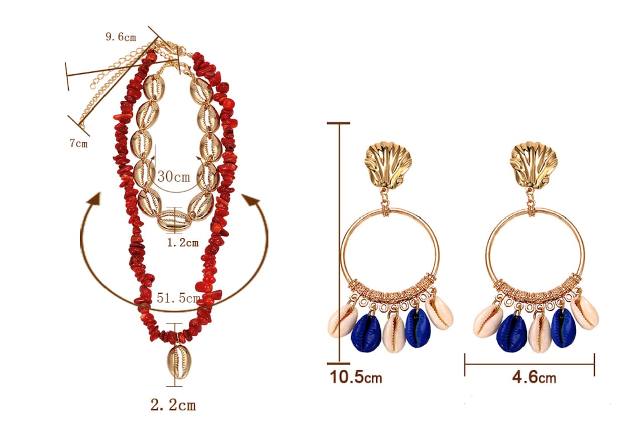 Layered Seashell Necklace and Earrings Set
