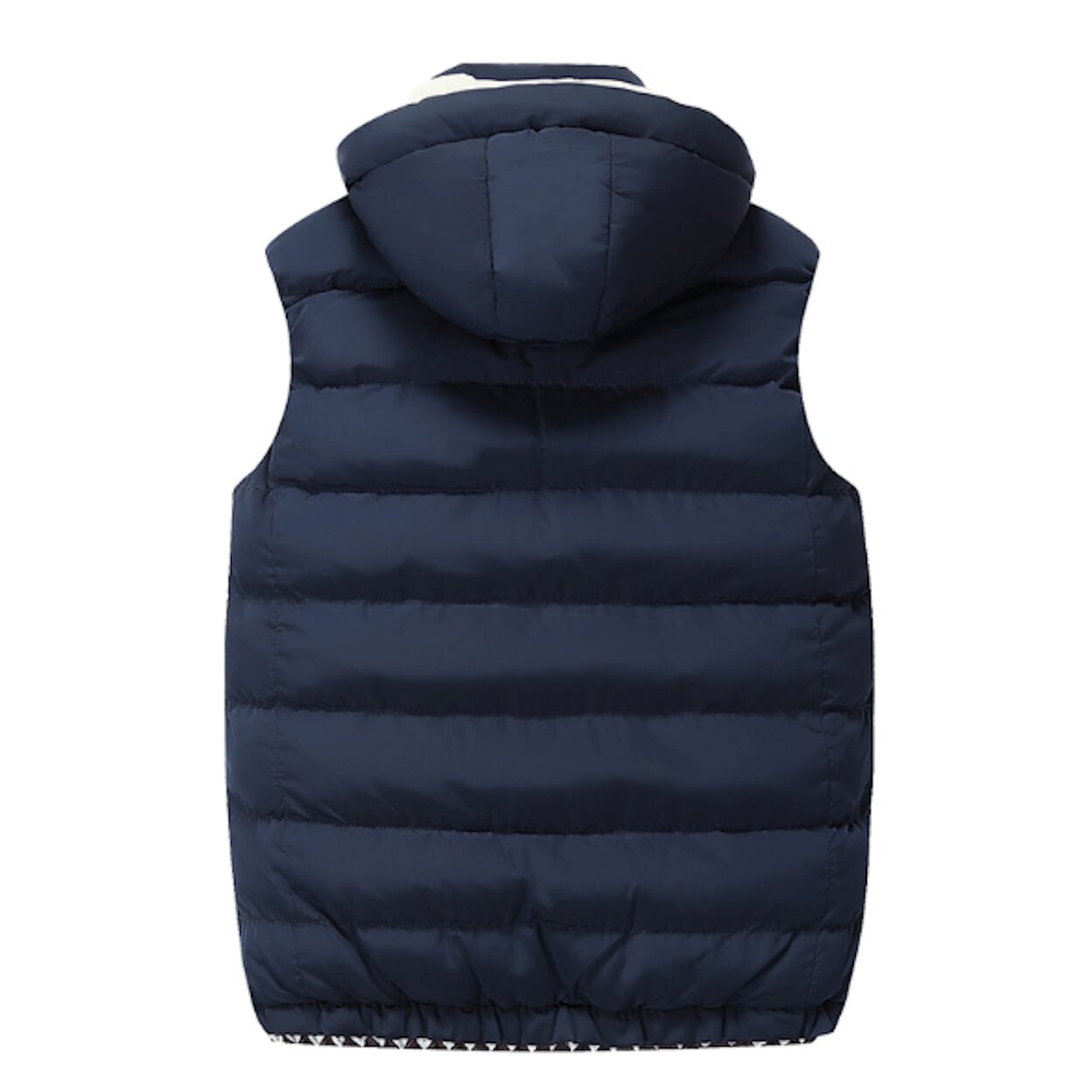 Two Tone Black Winter Puffy Vest with Hood for Men