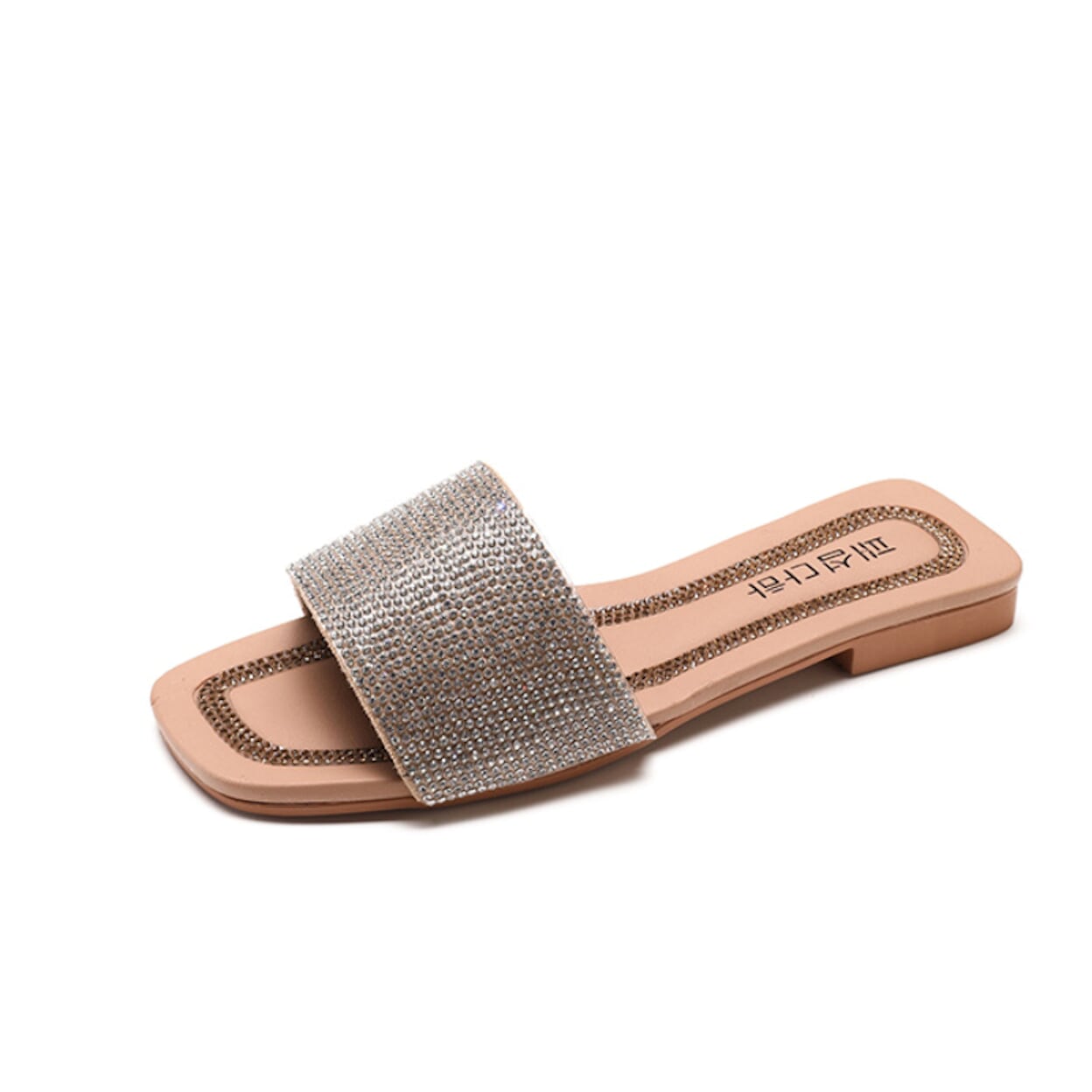 Rhinestone Slip-On Sandals for Women