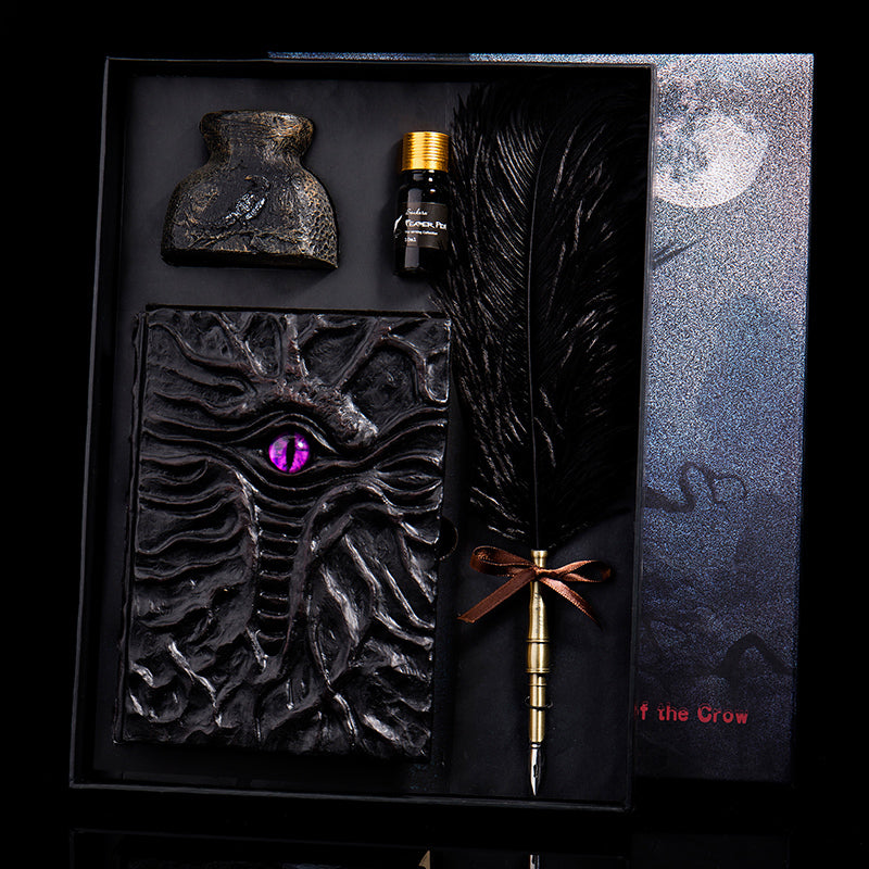 Medieval Feather Pen Set with Journal
