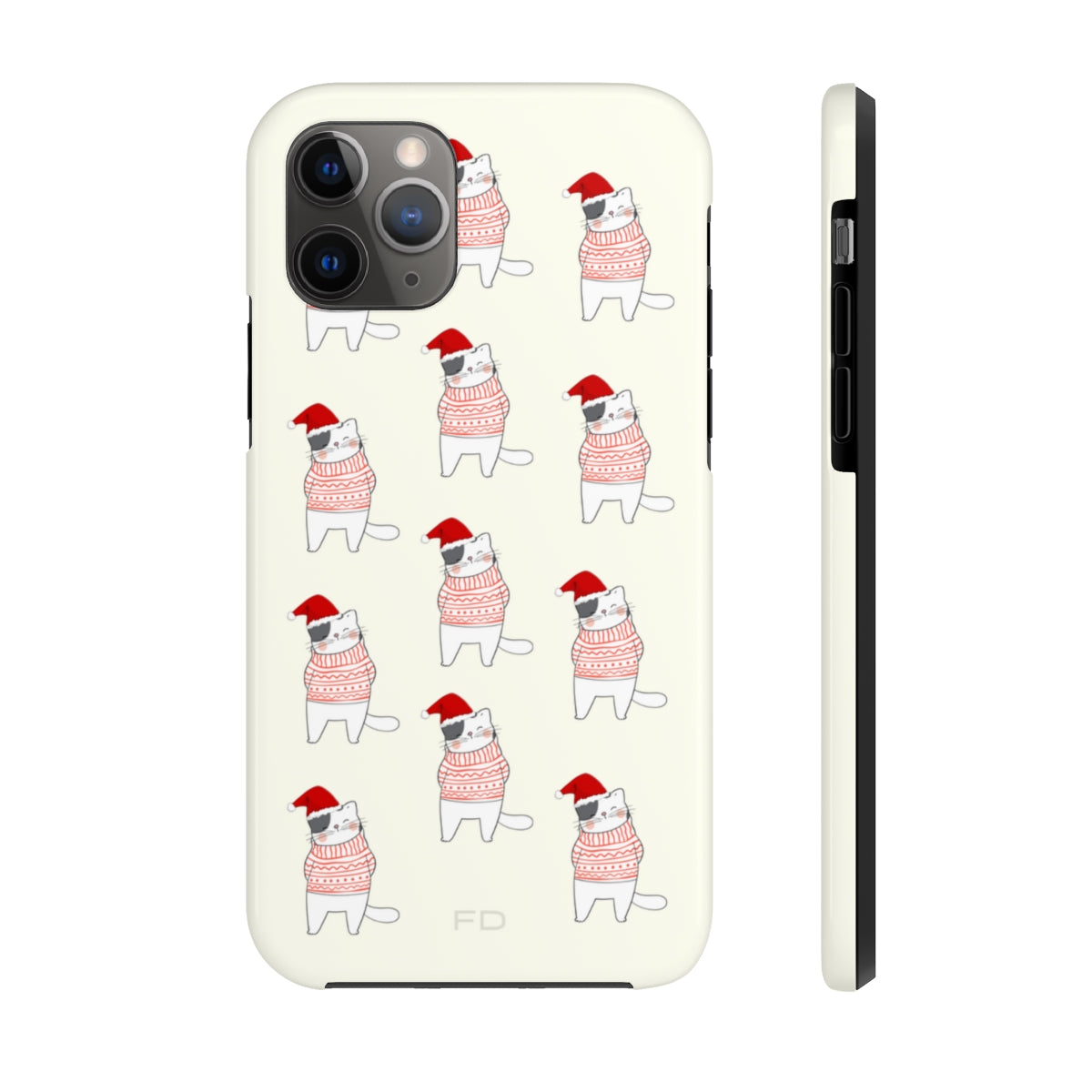 Durable Feline iPhone Case for Wireless Charging - Holiday Edition