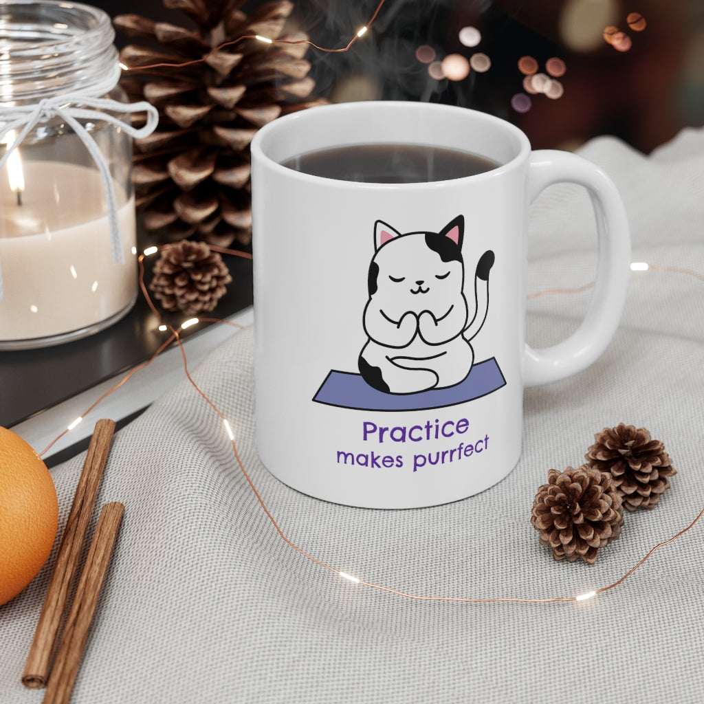 Practice Makes Purrfect - Yoga Themed Mug