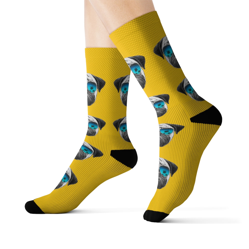 Novelty Socks with a Pug Wearing Sunglasses