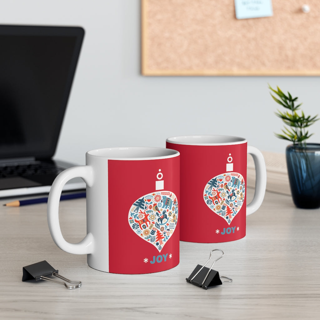 Ceramic 11oz Mug for a Festive Holiday Ornament