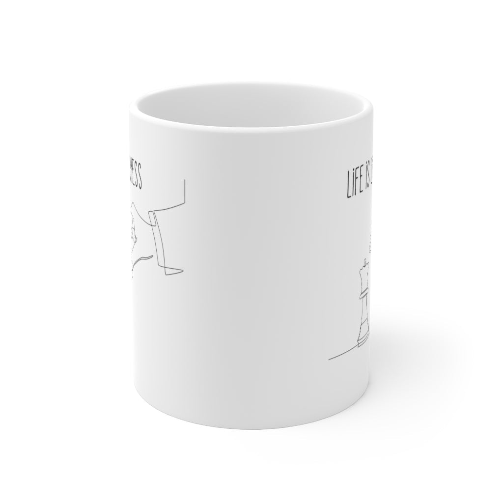 Life's Chess Game Ceramic Mug for Devoted Chess Enthusiasts 11oz