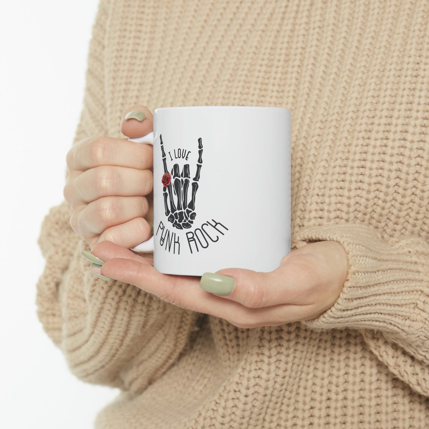 Punk Rock Skeleton Hand Mug