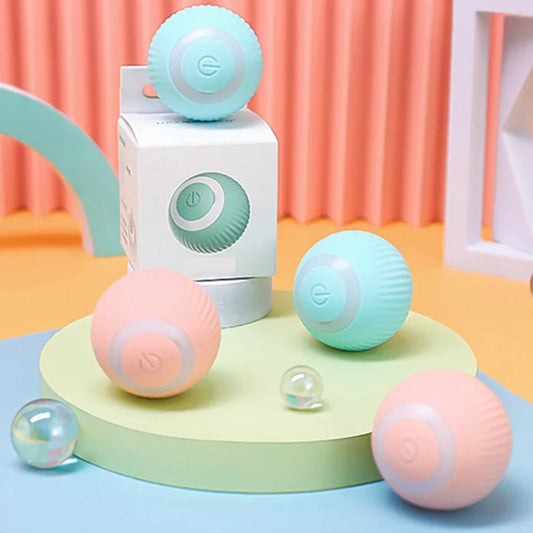 Rolling Cat Toy Ball, Electric and Entertaining: mint green, aqua round electronic devices, minimal pastel style