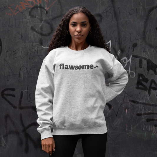 Flawless Women's Logo Crewneck Sweatshirt: light gray, dark gray crewneck sweatshirt, minimal style