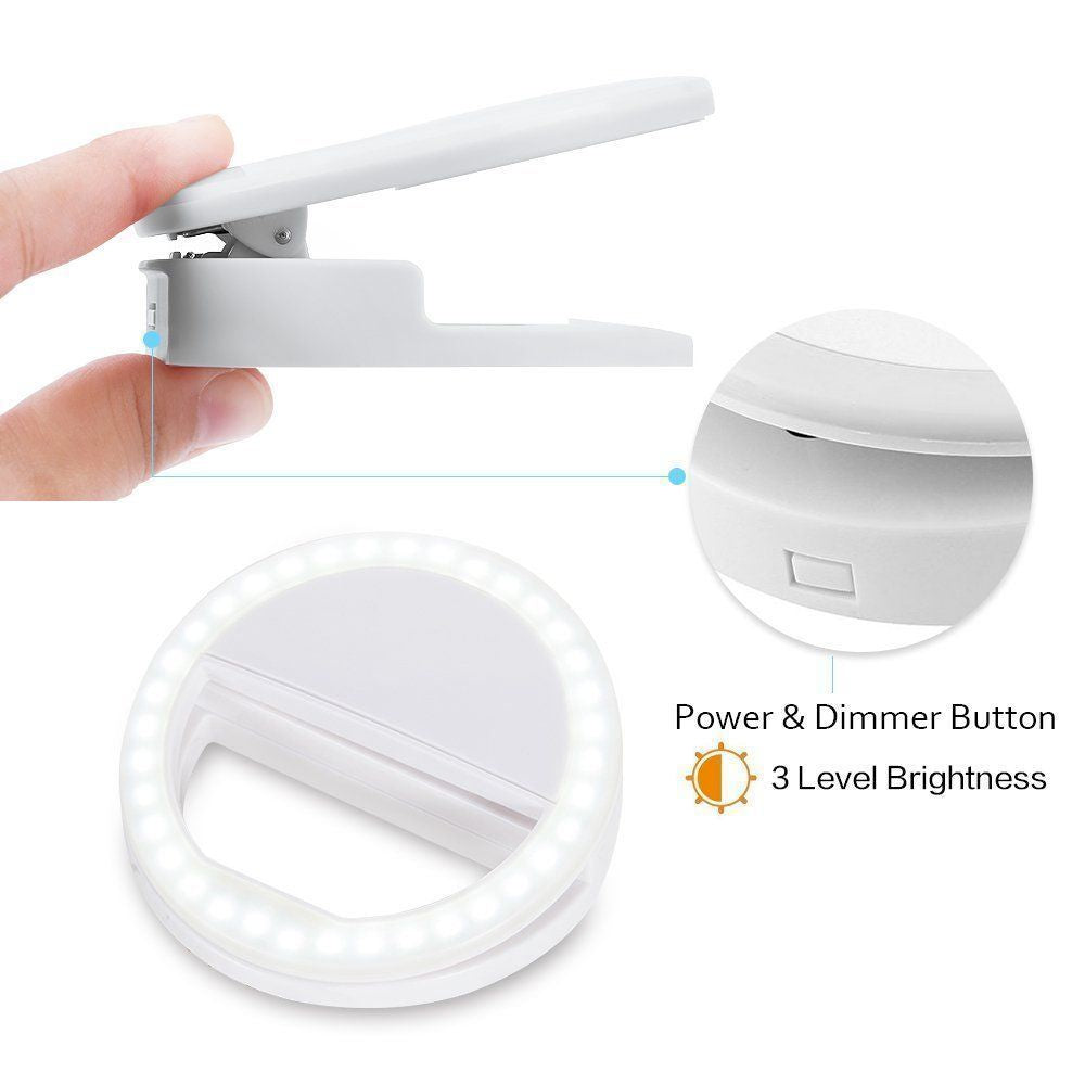 Clip On Selfie Ring for Portable Mobile Phone