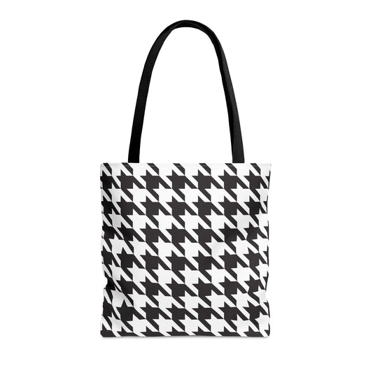 Black/White sholder bag: black, white tote bag, graphic patterned style